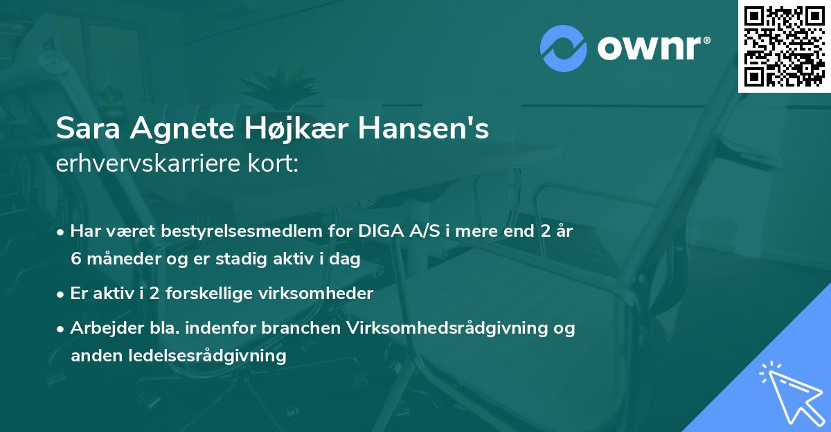 Sara Agnete Højkær Hansen's erhvervskarriere kort
