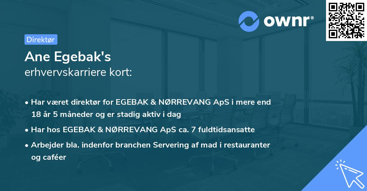 Ane Egebak's erhvervskarriere kort