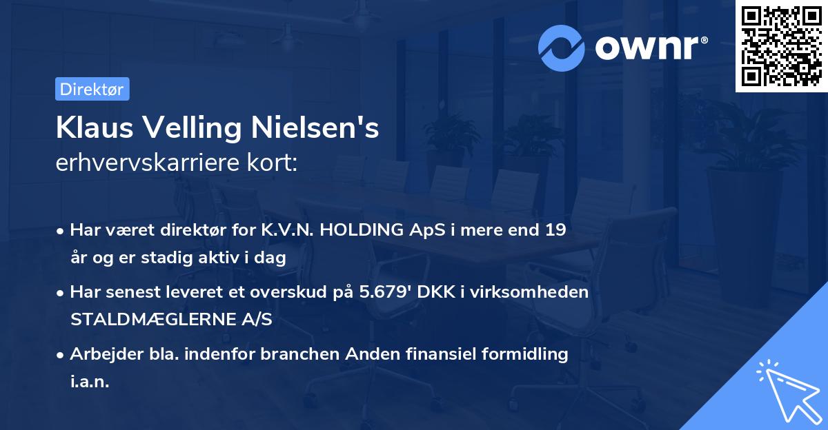 Klaus Velling Nielsen's erhvervskarriere kort