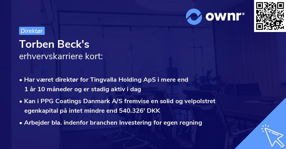 Torben Beck's erhvervskarriere kort