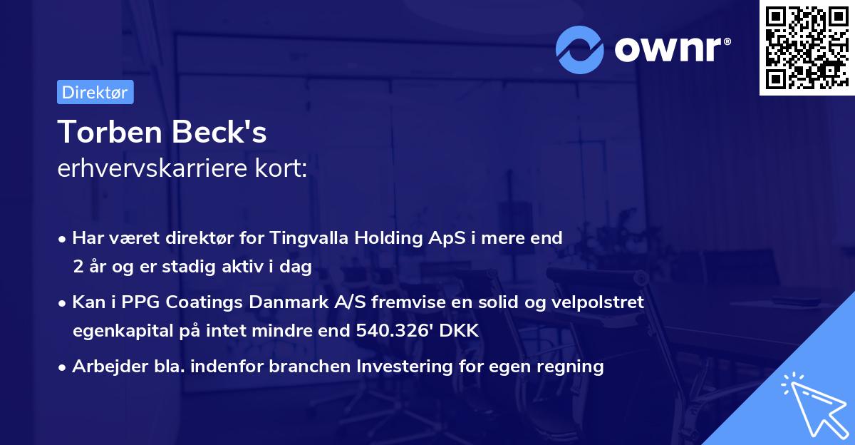 Torben Beck's erhvervskarriere kort