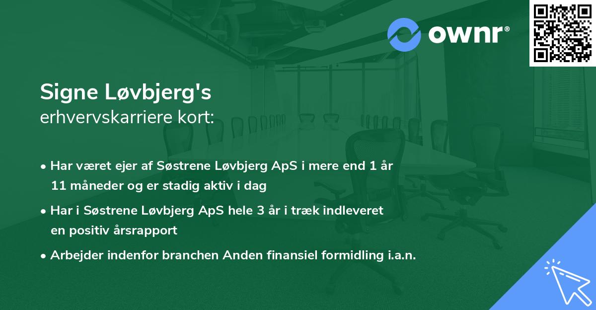 Signe Løvbjerg's erhvervskarriere kort