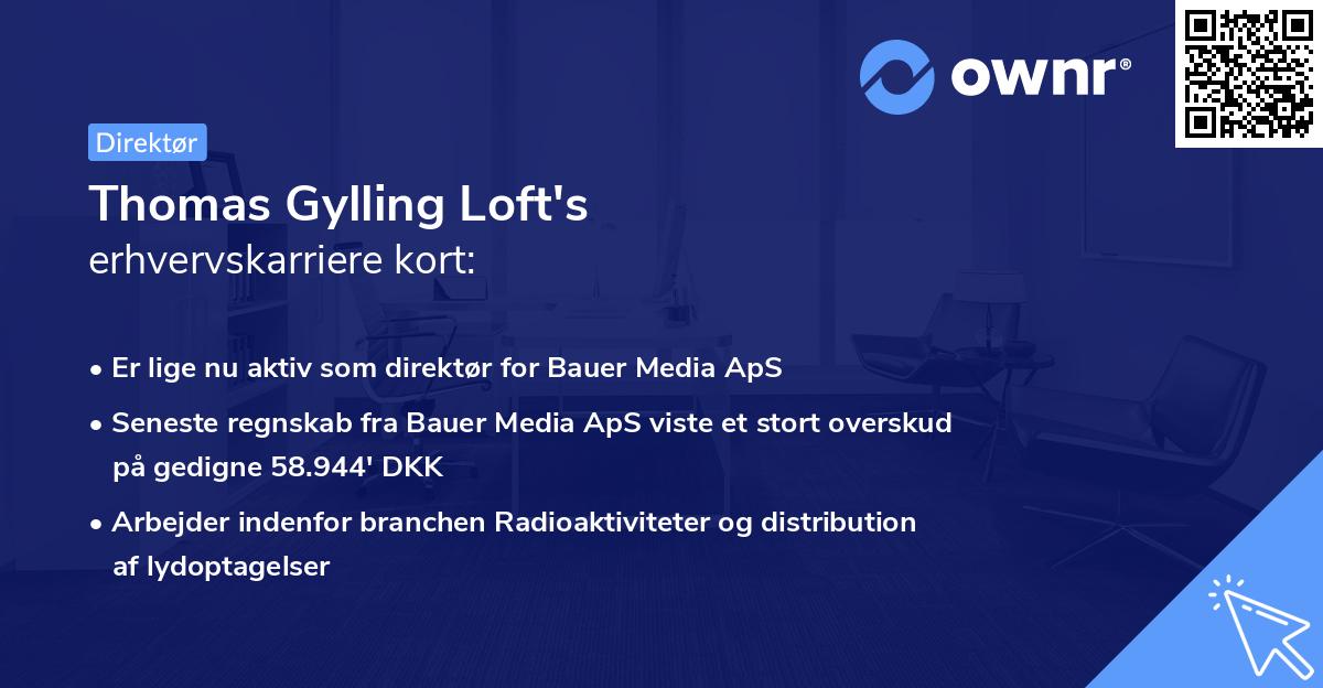 Thomas Gylling Loft's erhvervskarriere kort