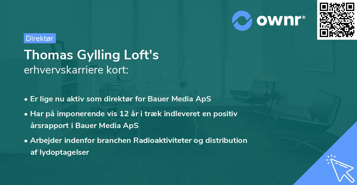 Thomas Gylling Loft's erhvervskarriere kort