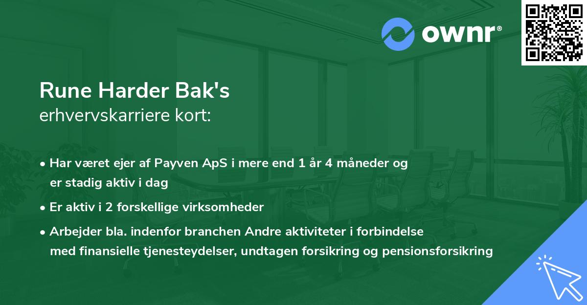 Rune Harder Bak's erhvervskarriere kort