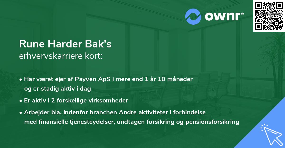 Rune Harder Bak's erhvervskarriere kort