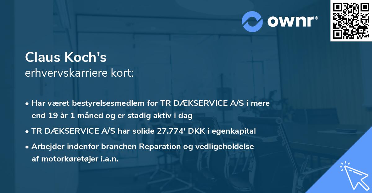 Claus Koch's erhvervskarriere kort