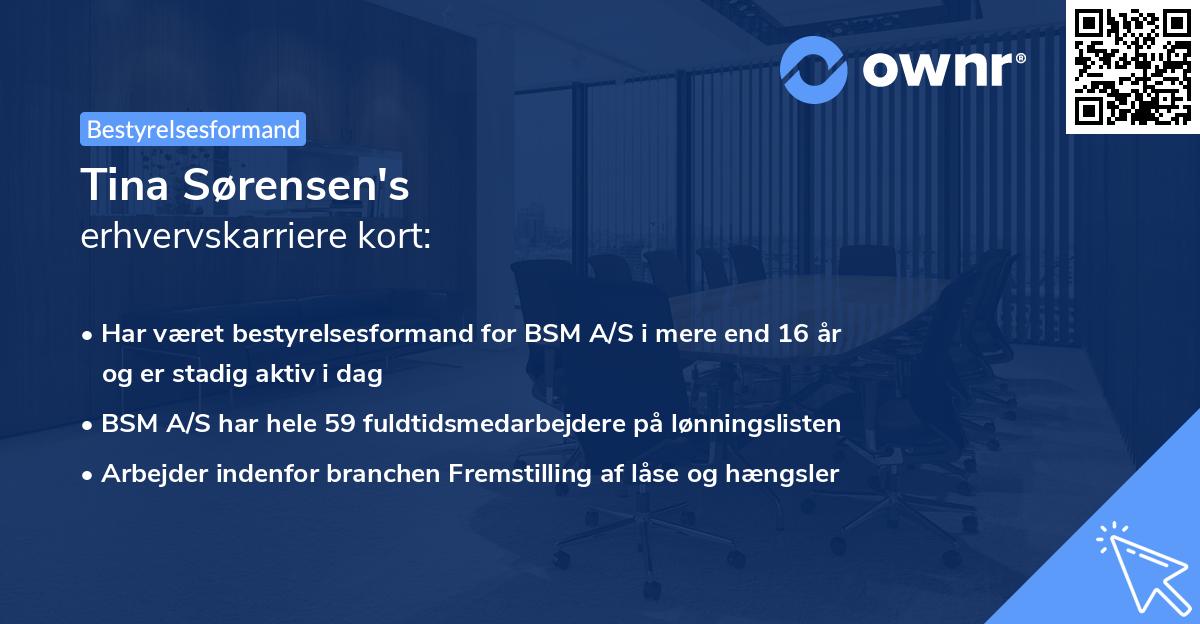 Tina Sørensen's erhvervskarriere kort
