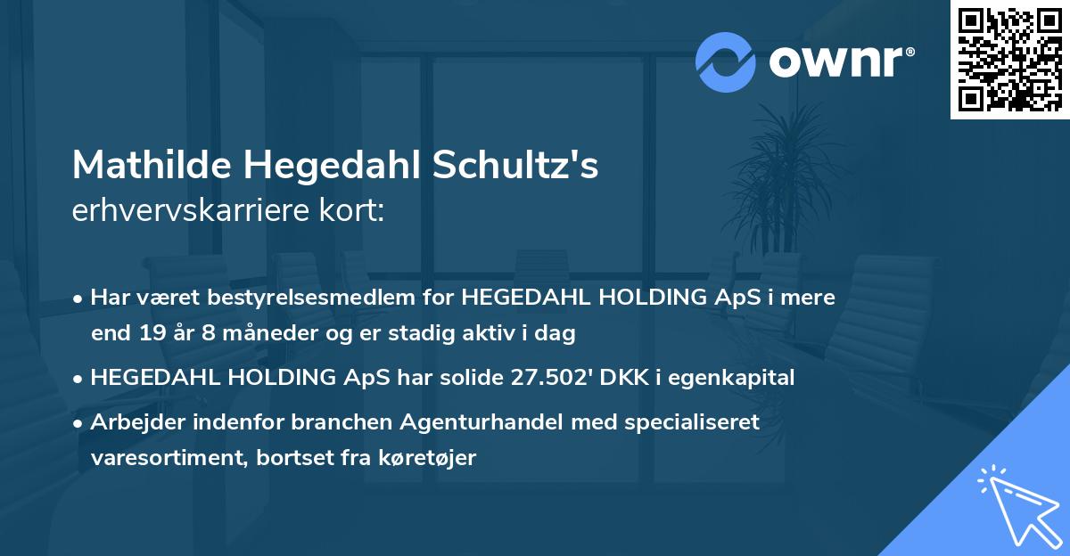 Mathilde Hegedahl Schultz's erhvervskarriere kort