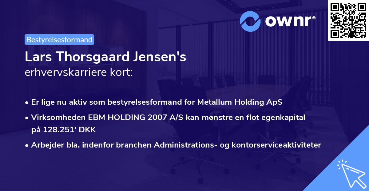 Lars Thorsgaard Jensen's erhvervskarriere kort