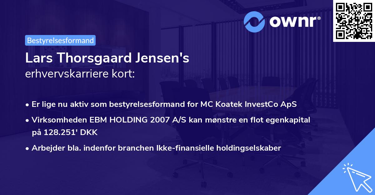 Lars Thorsgaard Jensen's erhvervskarriere kort