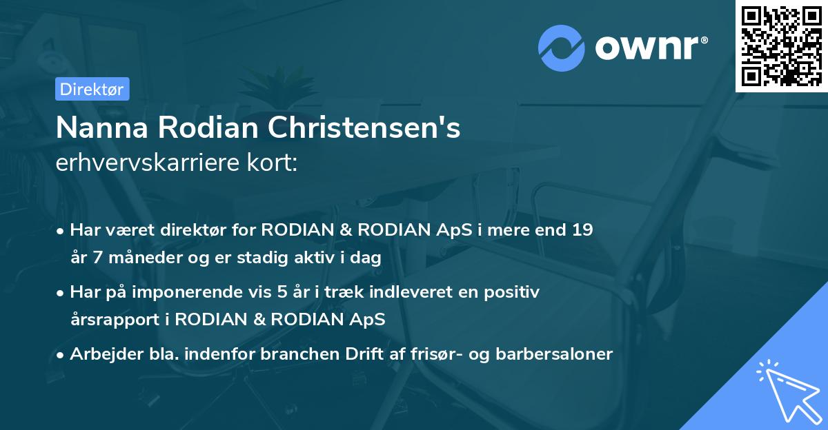 Nanna Rodian Christensen's erhvervskarriere kort