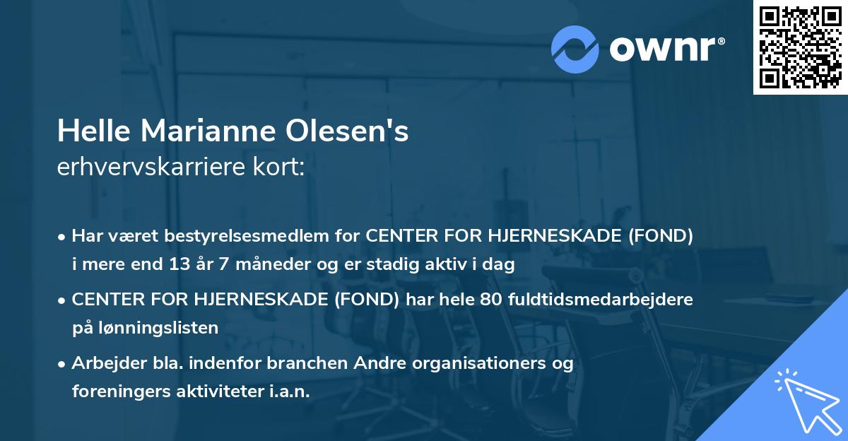 Helle Marianne Olesen's erhvervskarriere kort