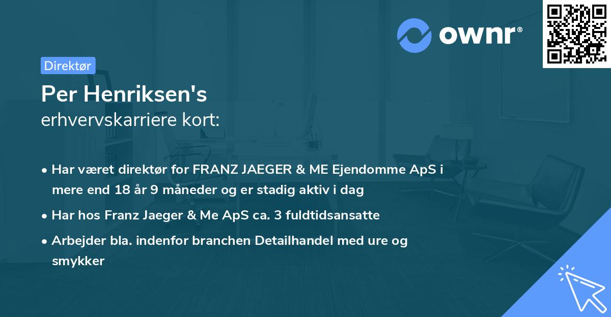Per Henriksen's erhvervskarriere kort