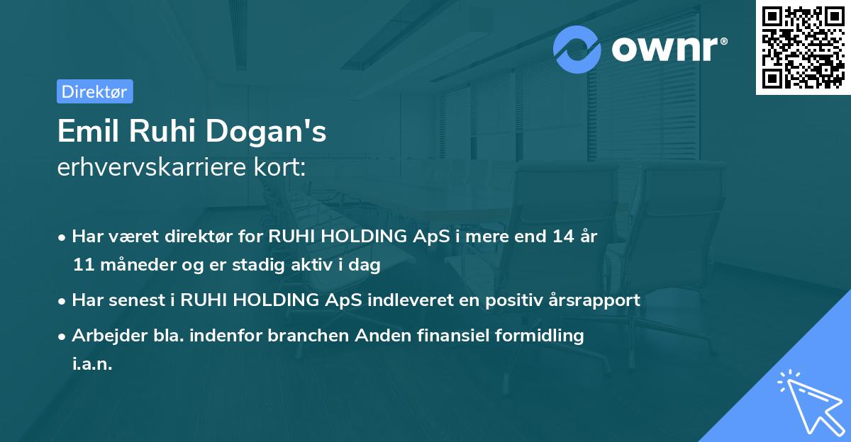 Emil Ruhi Dogan's erhvervskarriere kort