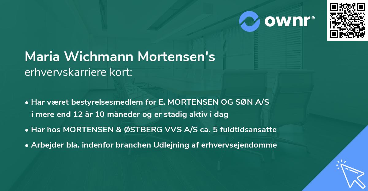 Maria Wichmann Mortensen's erhvervskarriere kort