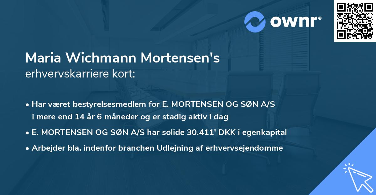 Maria Wichmann Mortensen's erhvervskarriere kort
