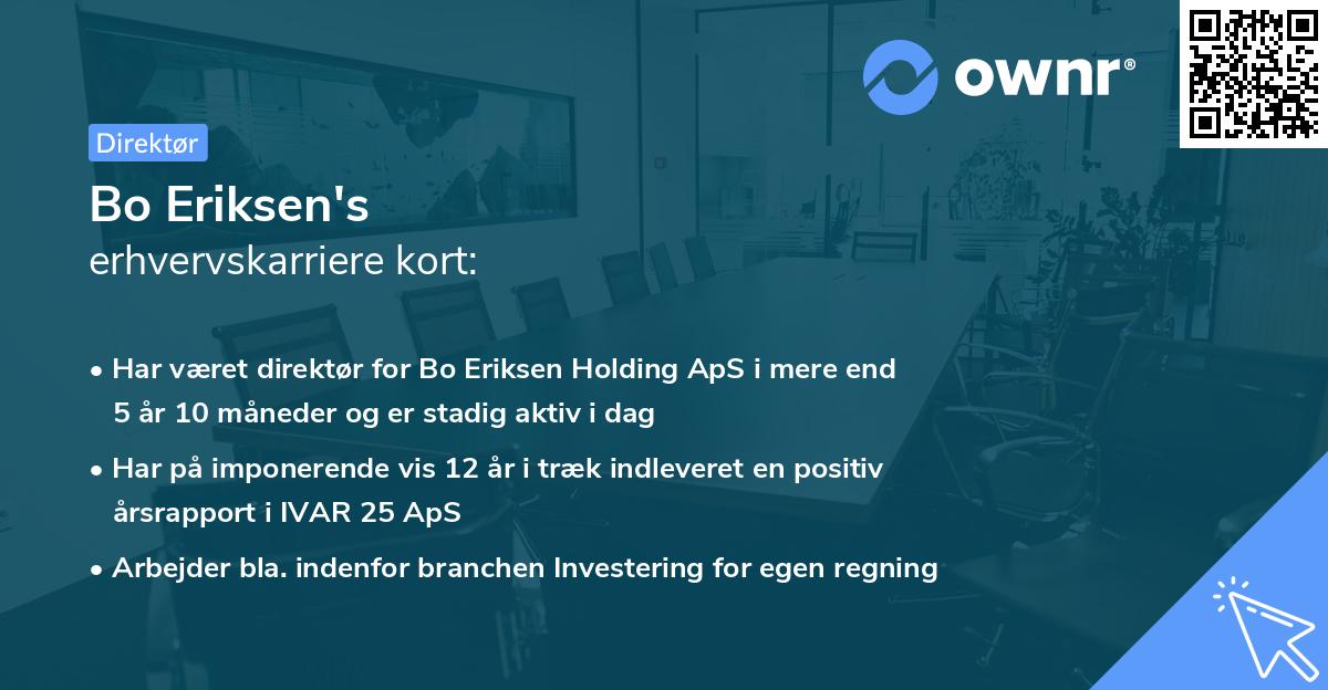 Bo Eriksen's erhvervskarriere kort
