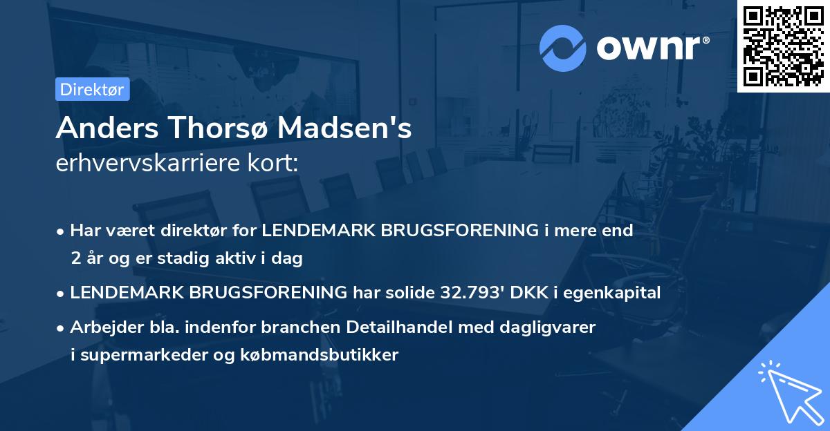 Anders Thorsø Madsen's erhvervskarriere kort