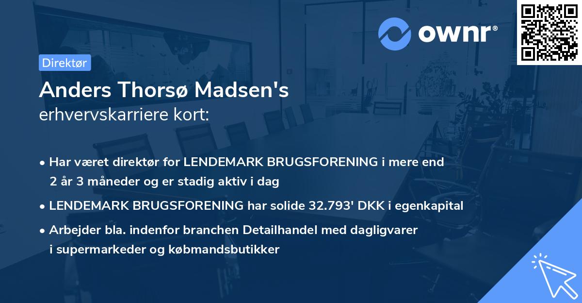 Anders Thorsø Madsen's erhvervskarriere kort
