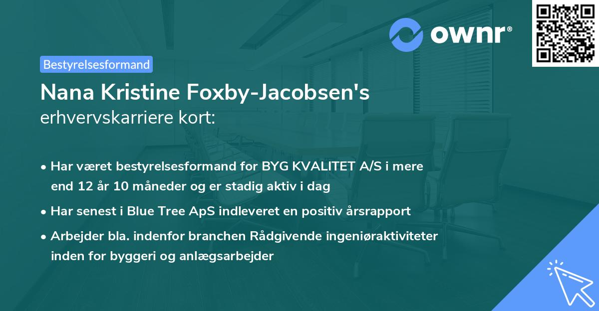 Nana Kristine Foxby-Jacobsen's erhvervskarriere kort