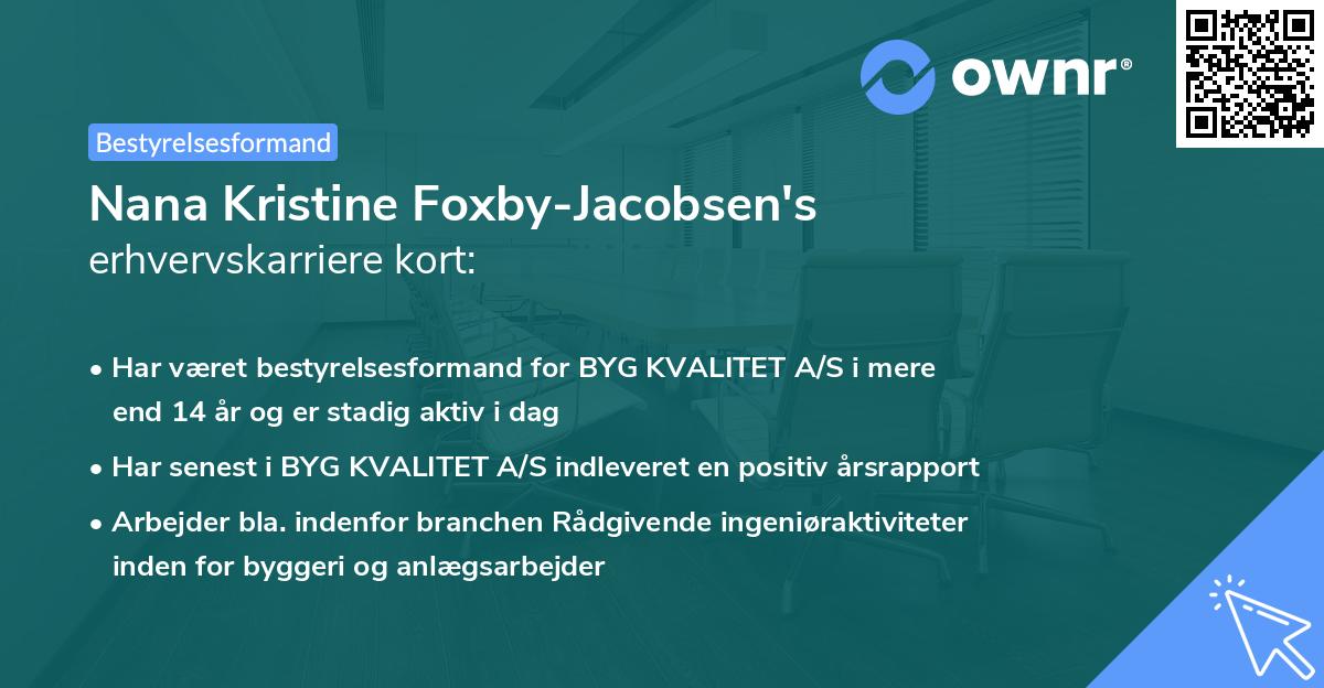 Nana Kristine Foxby-Jacobsen's erhvervskarriere kort