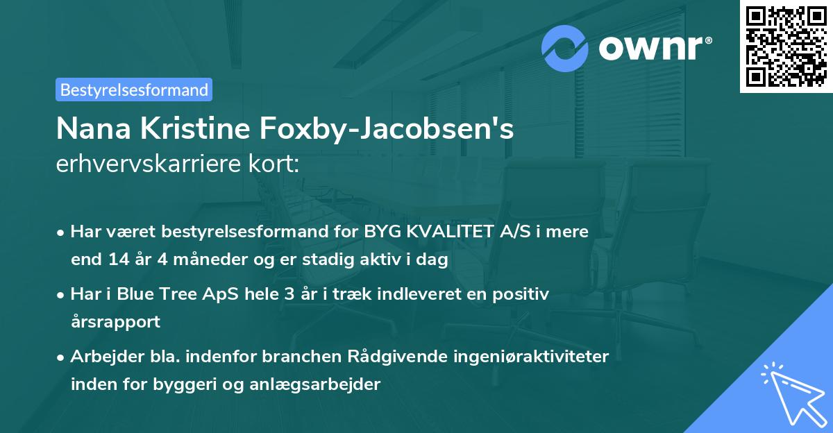 Nana Kristine Foxby-Jacobsen's erhvervskarriere kort