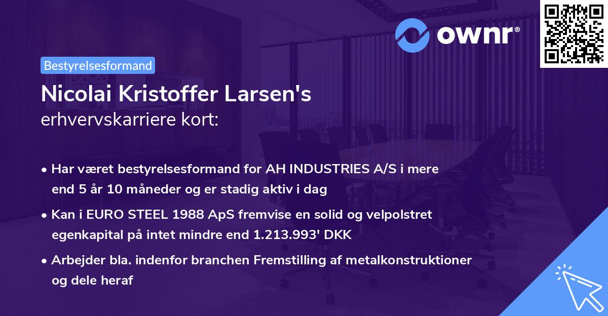 Nicolai Kristoffer Larsen's erhvervskarriere kort