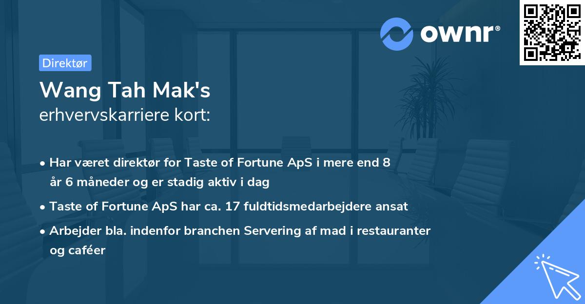 Wang Tah Mak's erhvervskarriere kort