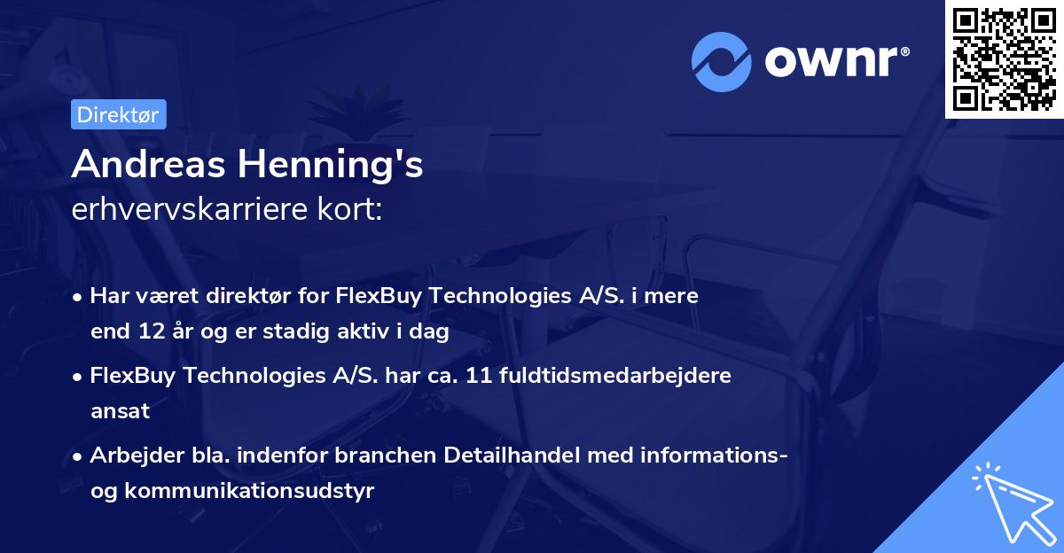 Andreas Henning's erhvervskarriere kort