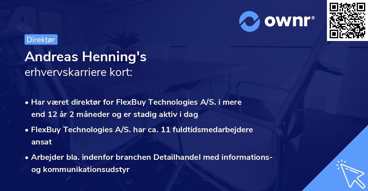 Andreas Henning's erhvervskarriere kort