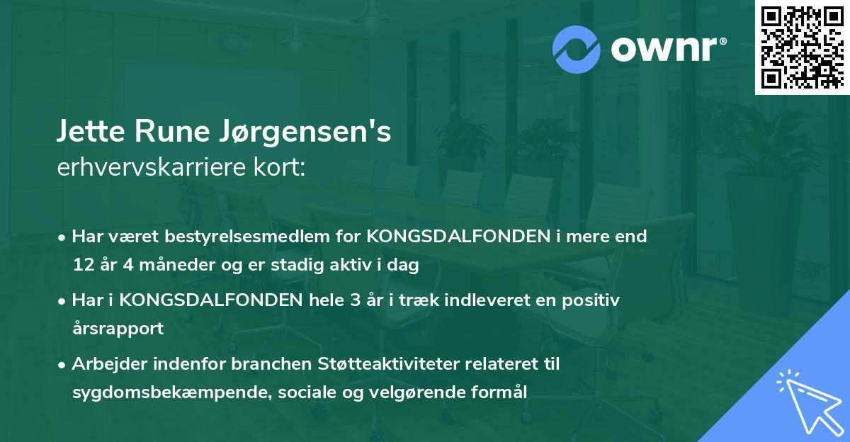 Jette Rune Jørgensen's erhvervskarriere kort