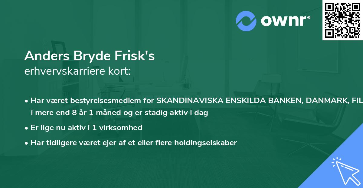 Anders Bryde Frisk's erhvervskarriere kort