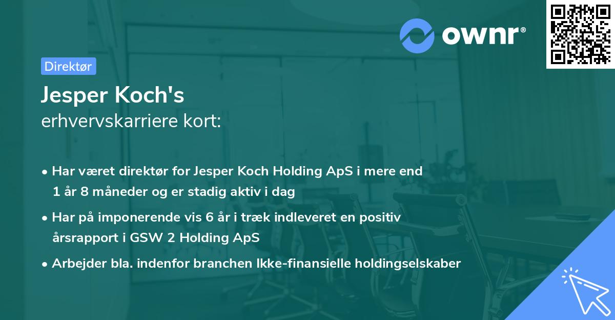 Jesper Koch's erhvervskarriere kort