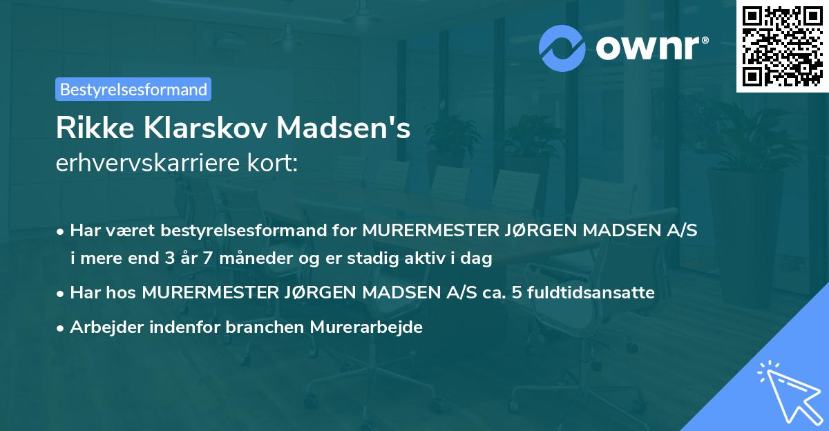 Rikke Klarskov Madsen's erhvervskarriere kort
