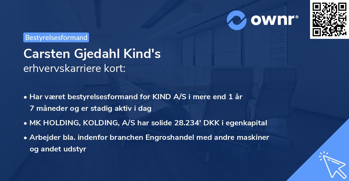 Carsten Gjedahl Kind's erhvervskarriere kort