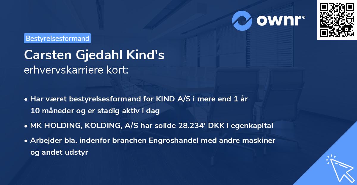 Carsten Gjedahl Kind's erhvervskarriere kort