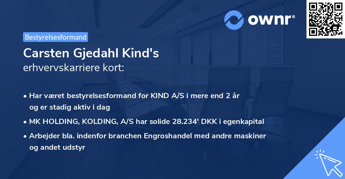 Carsten Gjedahl Kind's erhvervskarriere kort