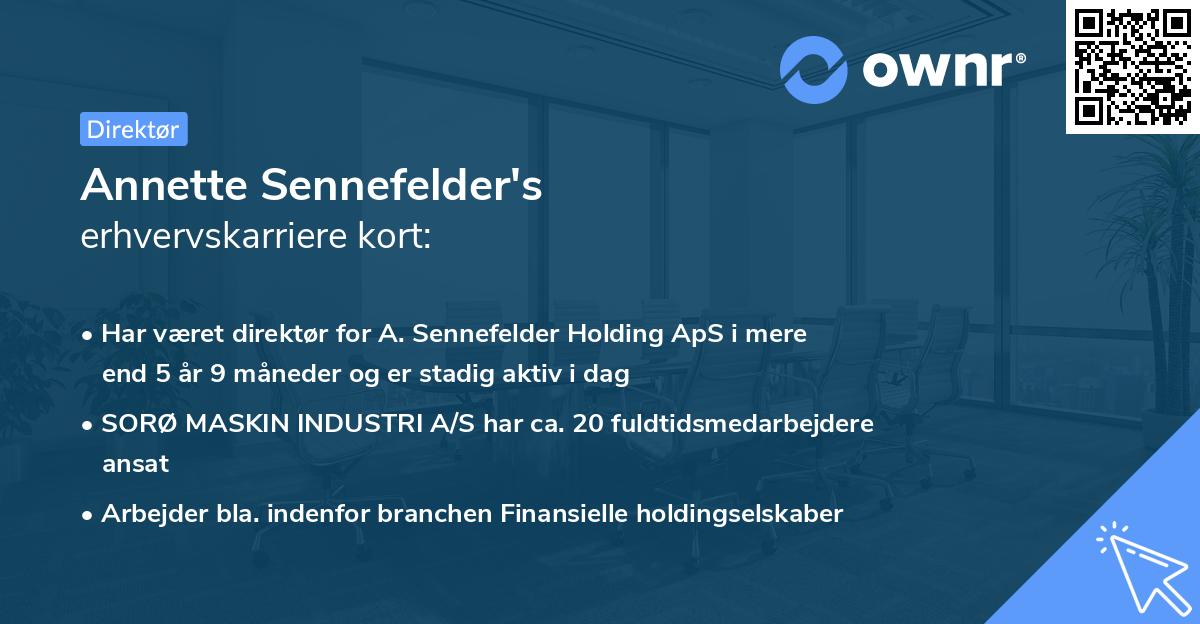 Annette Sennefelder's erhvervskarriere kort