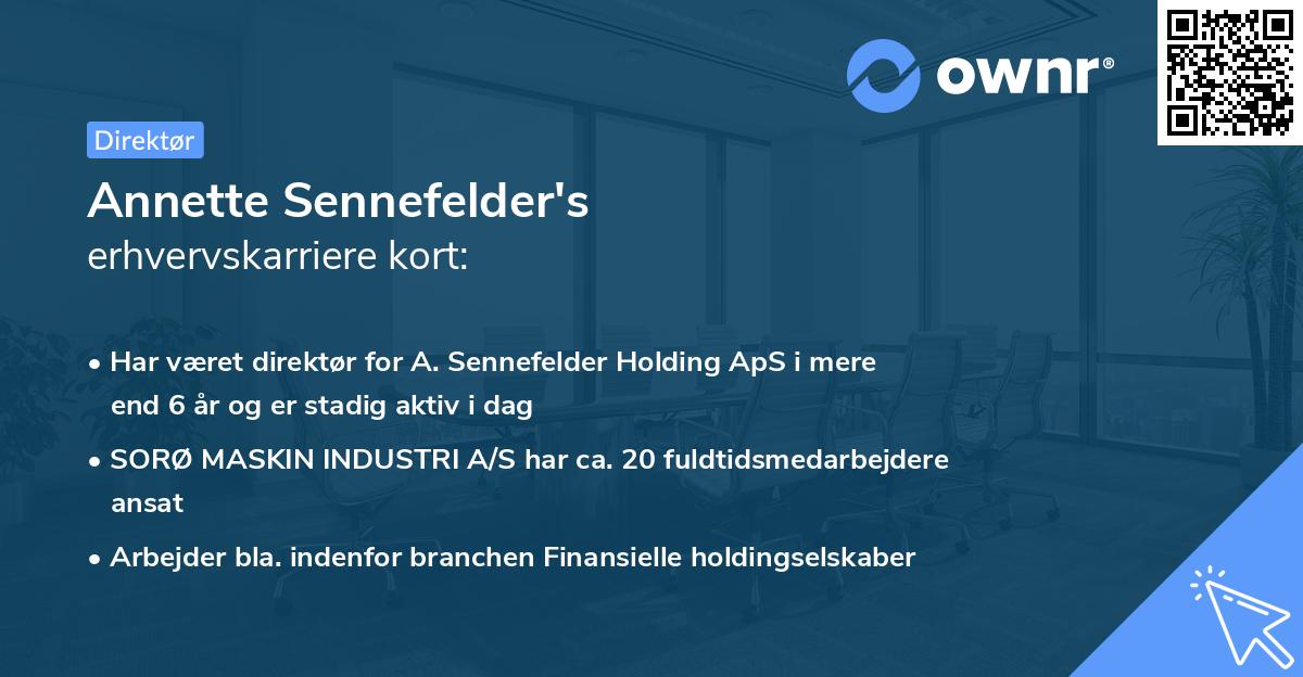 Annette Sennefelder's erhvervskarriere kort