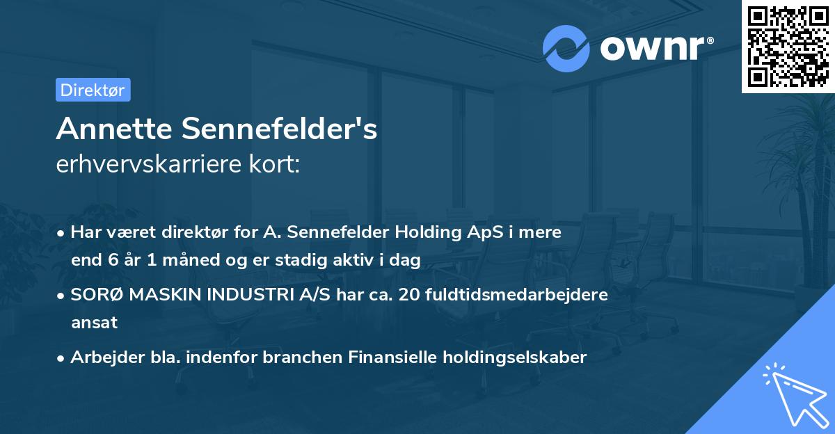 Annette Sennefelder's erhvervskarriere kort