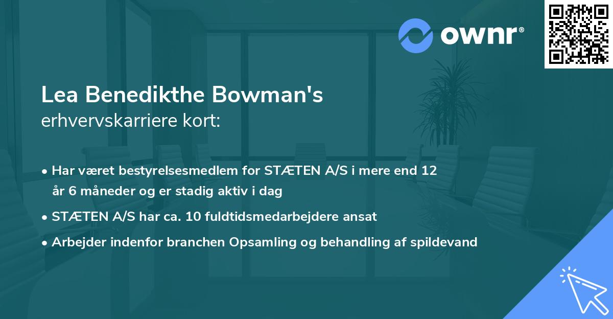 Lea Benedikthe Bowman's erhvervskarriere kort