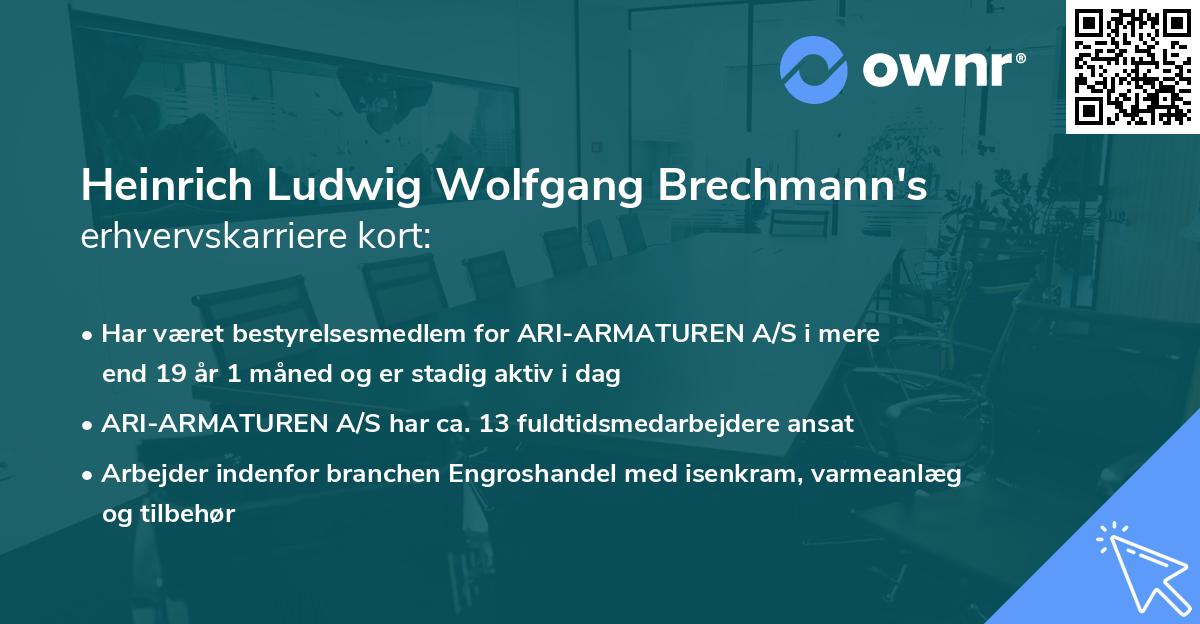 Heinrich Ludwig Wolfgang Brechmann's erhvervskarriere kort