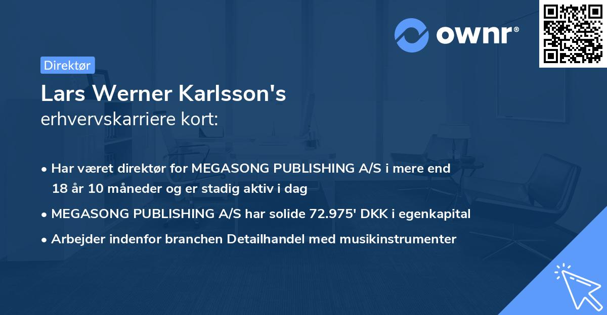 Lars Werner Karlsson's erhvervskarriere kort