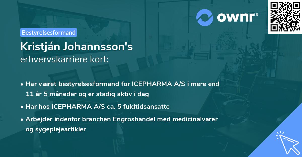 Kristján Johannsson's erhvervskarriere kort