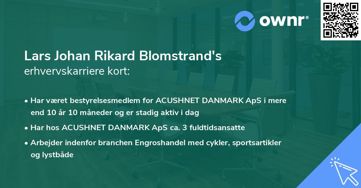 Lars Johan Rikard Blomstrand's erhvervskarriere kort