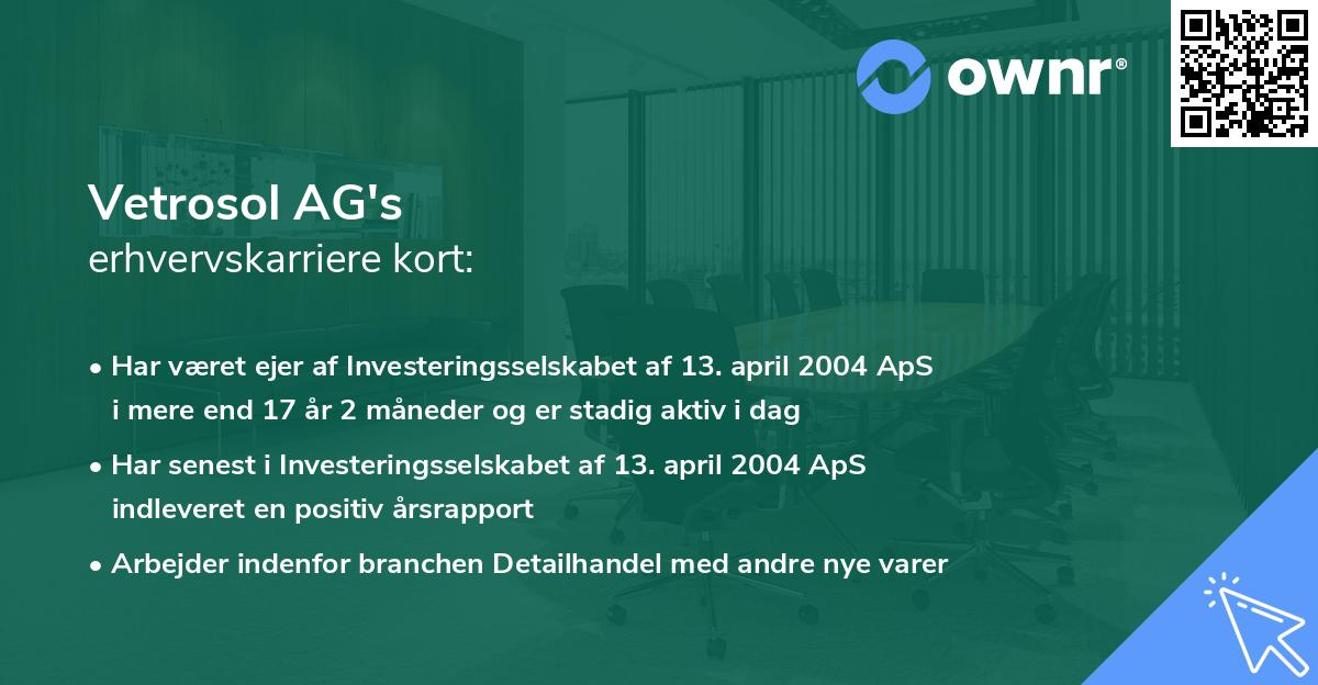Vetrosol AG's erhvervskarriere kort