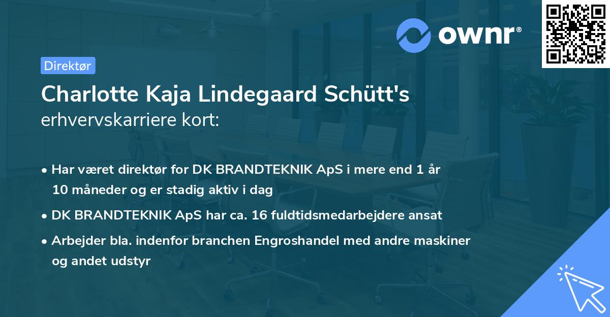Charlotte Kaja Lindegaard Schütt's erhvervskarriere kort