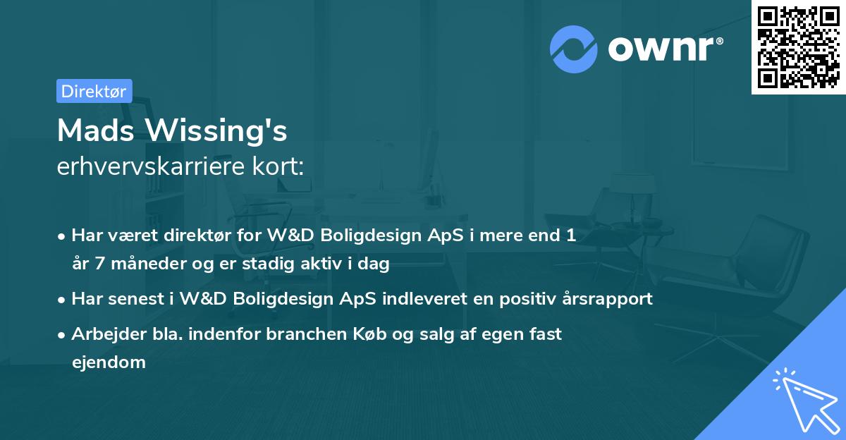Mads Wissing's erhvervskarriere kort
