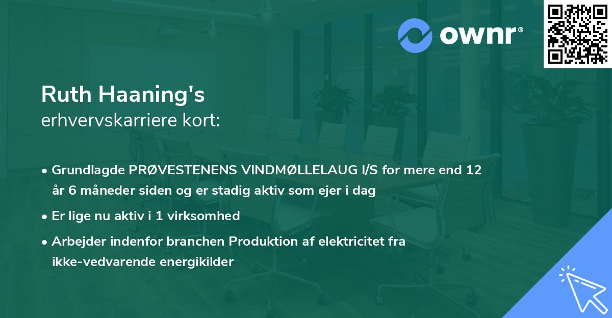 Ruth Haaning's erhvervskarriere kort